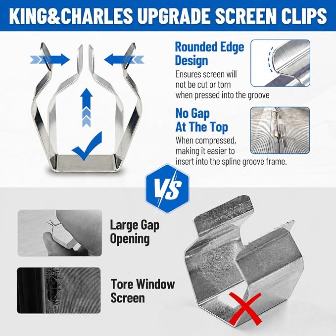 King&Charles Window Screen Replacement, 6in1 Window Screen Door Repair Kit | - Image 5