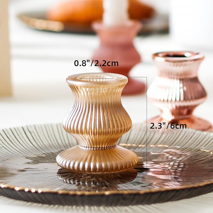 WDHODEC Pink Gold Candlestick Holders 12PCS Glass Taper Candle Holders - Image 6