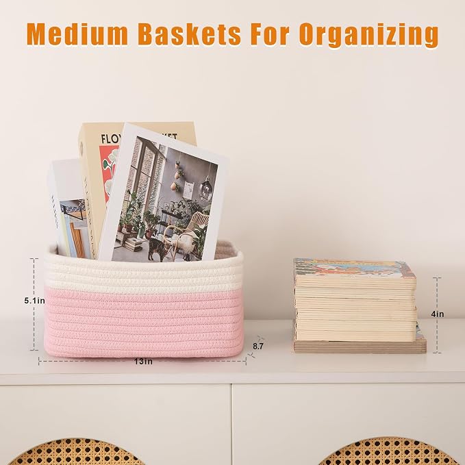 OIAHOMY 4 Pack Storage Baskets for Organizing, Small Bins for Shelves, Cute - Image 2