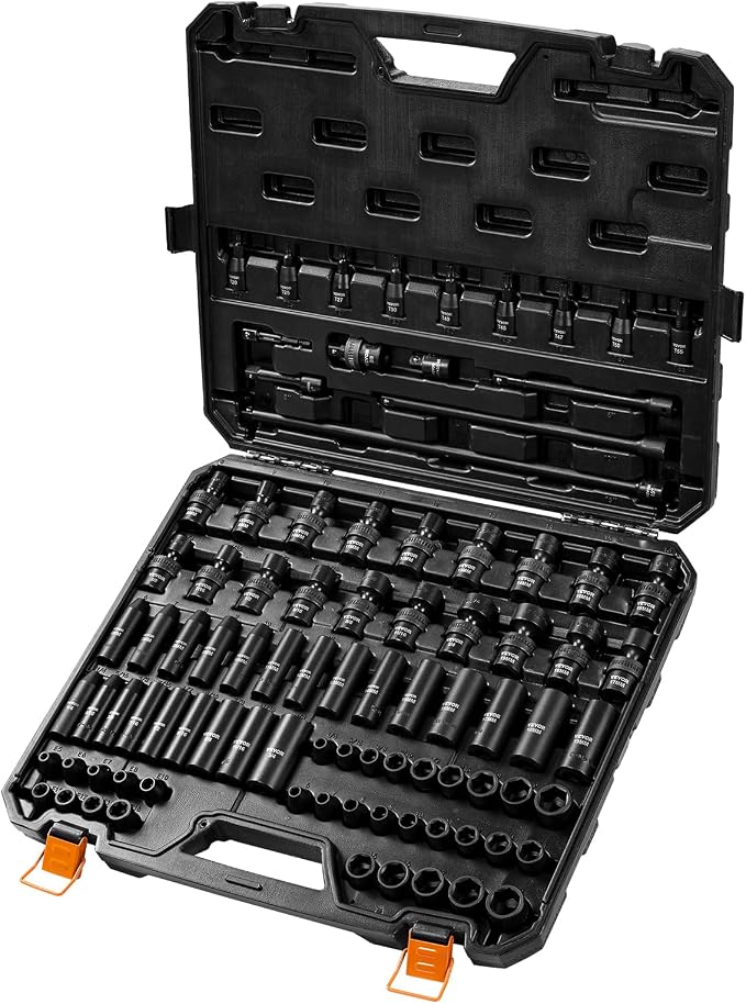 VEVOR Impact Socket Set 3/8" Drive, SAE 1/4"-3/4" Metric 6-19mm, - Image 11
