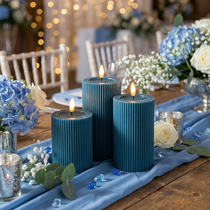 Fluted Ribbed LED Pillar Candles, - Image 6