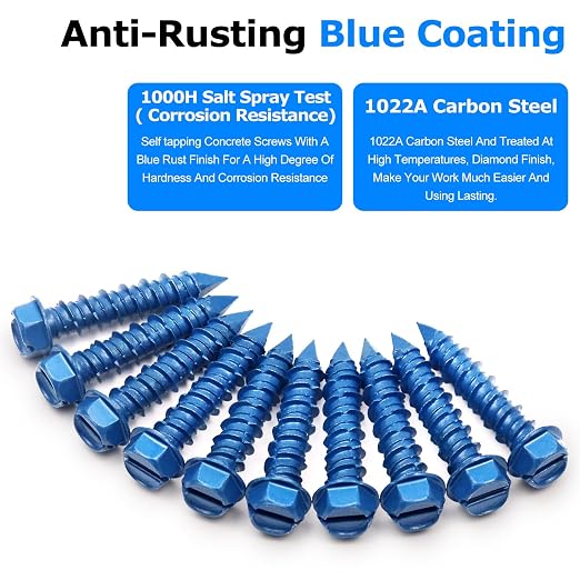 100PCS Concrete Screws Assortment Kit, 1/4" x1-1/4 Masonry Screws - Image 2