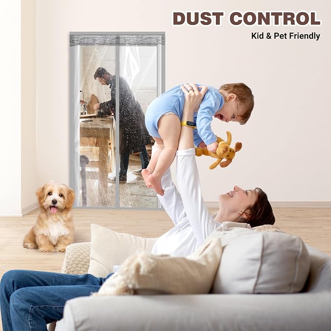 Dust Barrier, Plastic Zipper Magnetic Door Dust Protection Kit, Construction - Image 6