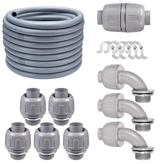 25FT 3/4" NPT PVC Liquid Tight Conduit Kit UL 5 Straight 3 Angle Connector | UV by Aandxmok