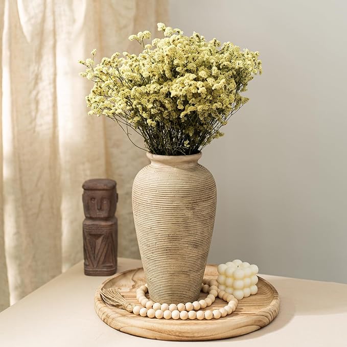 11.02 Inch Tall Vintage Ceramic Flower Vase, Rustic Farmhouse Vase - Image 9