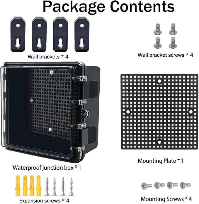 Junction Box, Hinged Black Clear Cover IP67 Waterproof ABS Project Box - Image 7