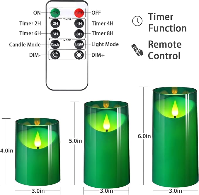 NURADA Flameless Candles: 3D Wick Battery Operated LED Pillar Acrylic Fake - Image 3