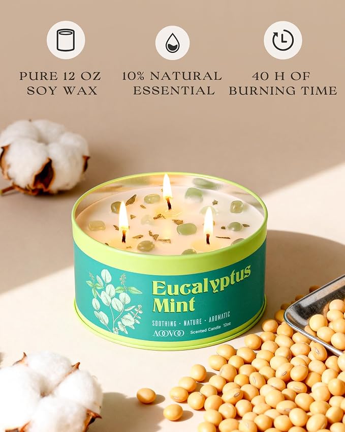 AOOVOO Eucalyptus Mint Candles for Relaxation - Image 4