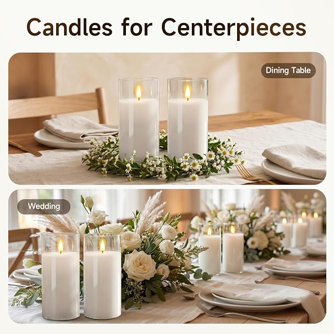 Homemory Pure White Glass Flameless Candles, Real Wax, Remote Timer, 2 Pack | - Image 4