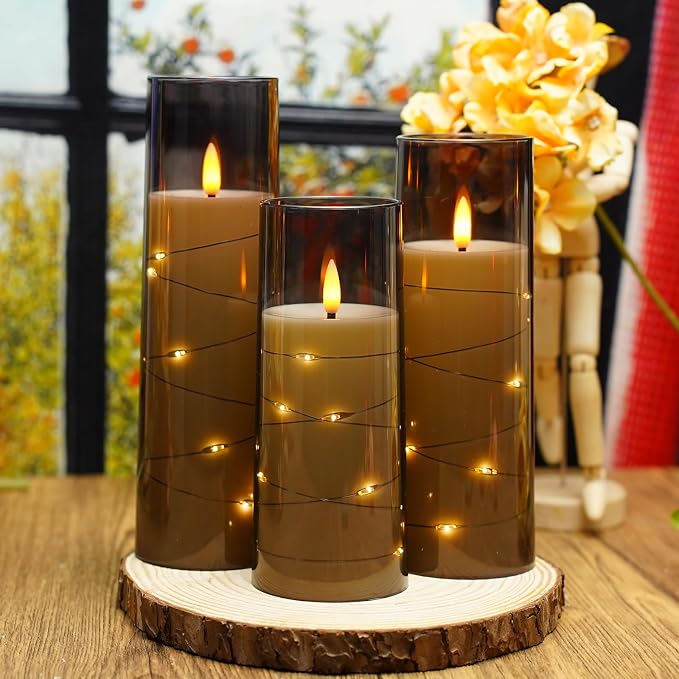 Nimiko Flickering Flameless LED Candles, Acrylic LED Pillar Candles - Image 4