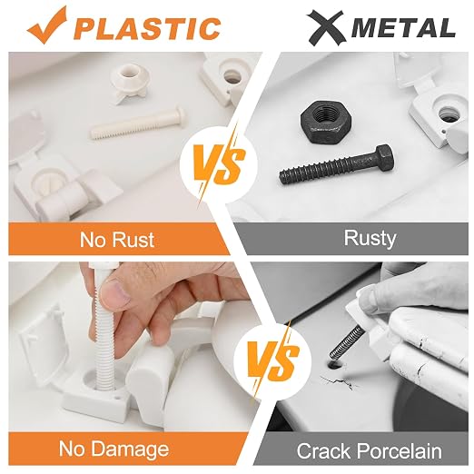 4 Pcs Toilet Seat Screws, Including Plastic Bolts, Nuts and Washers, Durable - Image 7