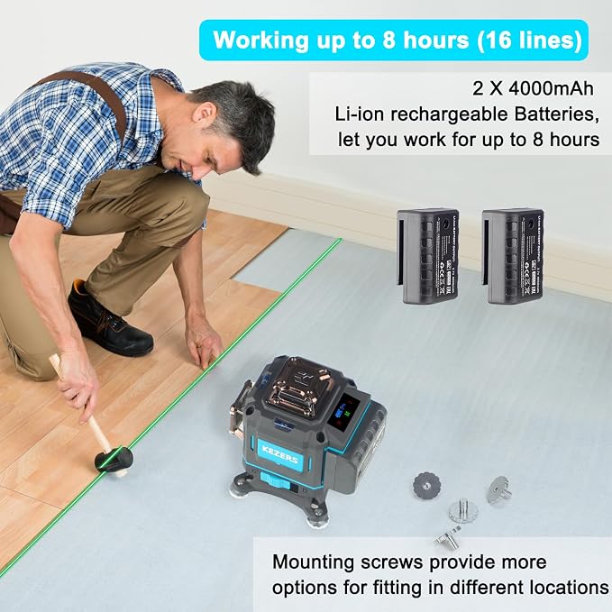 KEZERS Laser Level 360 Self Leveling, 4 x 360 Laser Level - Image 3