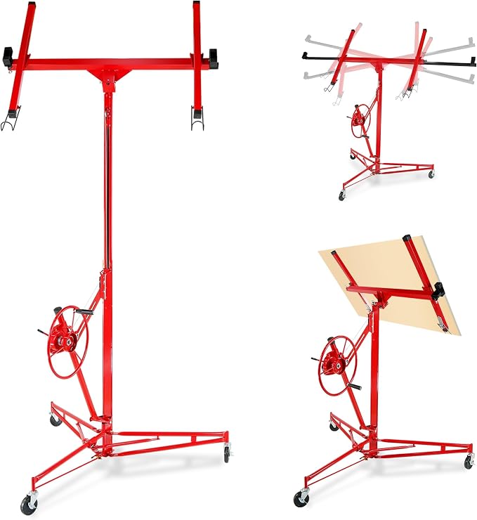 One-Person Drywall Lift Panel Hoist, 150 Lb Heavy-Duty Steel Sheetrock Jack | by Unknown
