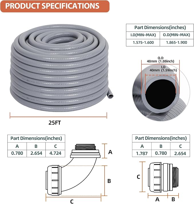 Liquid-Tight Conduit 1-1/2 inch 25ft w/UL Certification | Flexible Electrical - Image 2