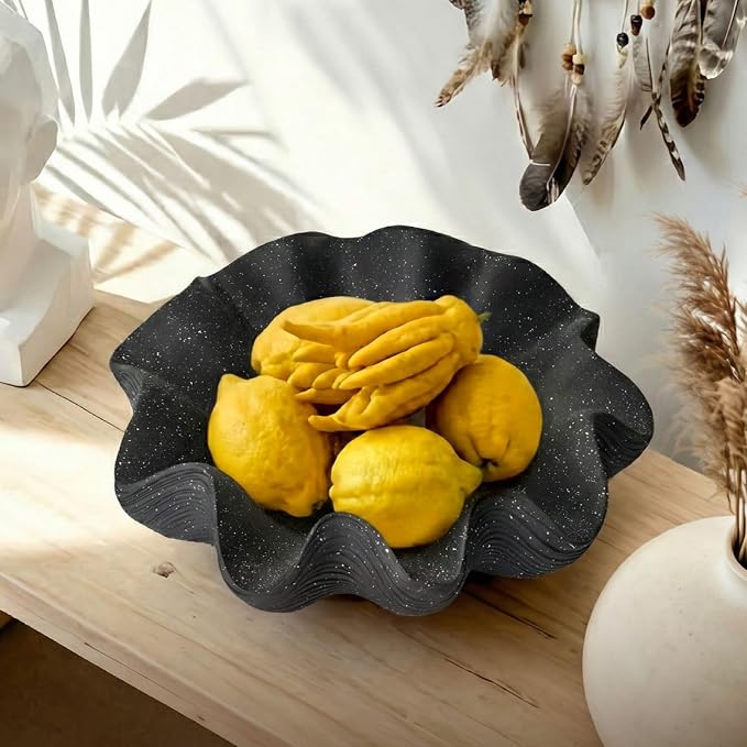 Scalloped Decorative Bowl Home Decor, 12.6" Shell Ruffle Fruit Bowl | Modern - Image 6