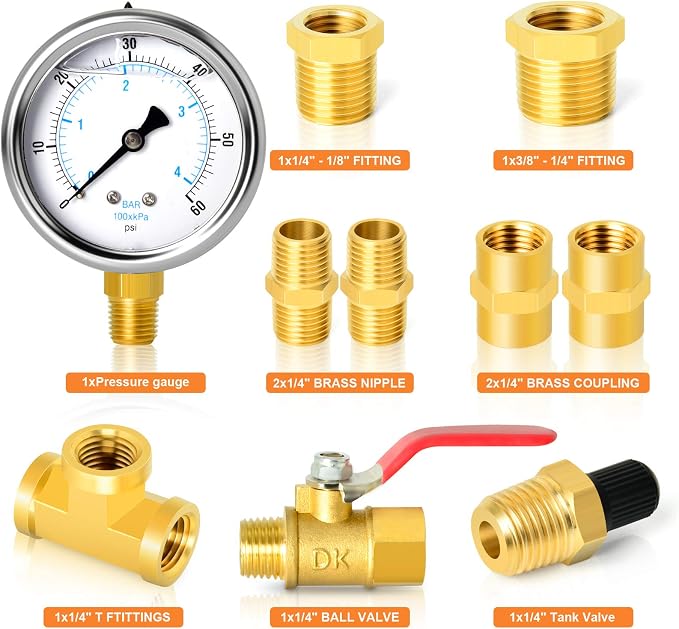 GASHER 10PCS Pipe Fitting Kit, 1/4" - Image 3