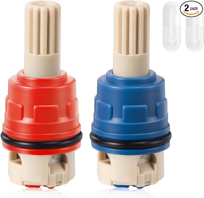 Dreyoo 2 Pack Hot & Cold Bathroom 2-Handle Faucet Cartridge Replacement by Dreyoo