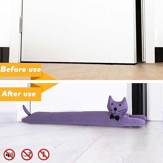 Cat Fabric Under Door Draft Stopper, 3LB Heavy Duty Decorative Soundproof Door - Image 5