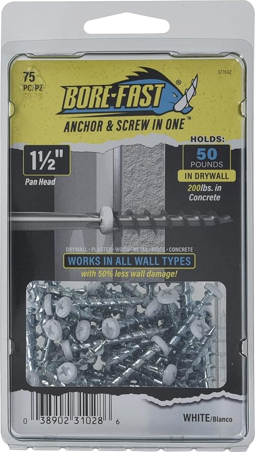 Hillman Borefast Drywall Anchors, 1-1/2in Pan Head, 75 Pack, Phillips pan head - Image 6
