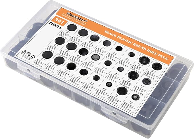 361pcs Flush Mount Black Plastic Hole Plug Assortment - Image 4