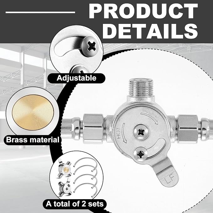 Yaocom 1 Pcs 3/8" Manual Mixing Valve Hot Cold Water Temperature Mixer - Image 3