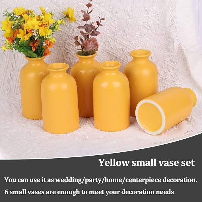 Yellow Bud Vases Set of 6 - Image 7