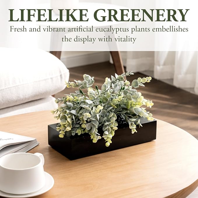 MyGift Artificial Eucalyptus Plant, Faux Greenery | Realistic leafy foliage - Image 2