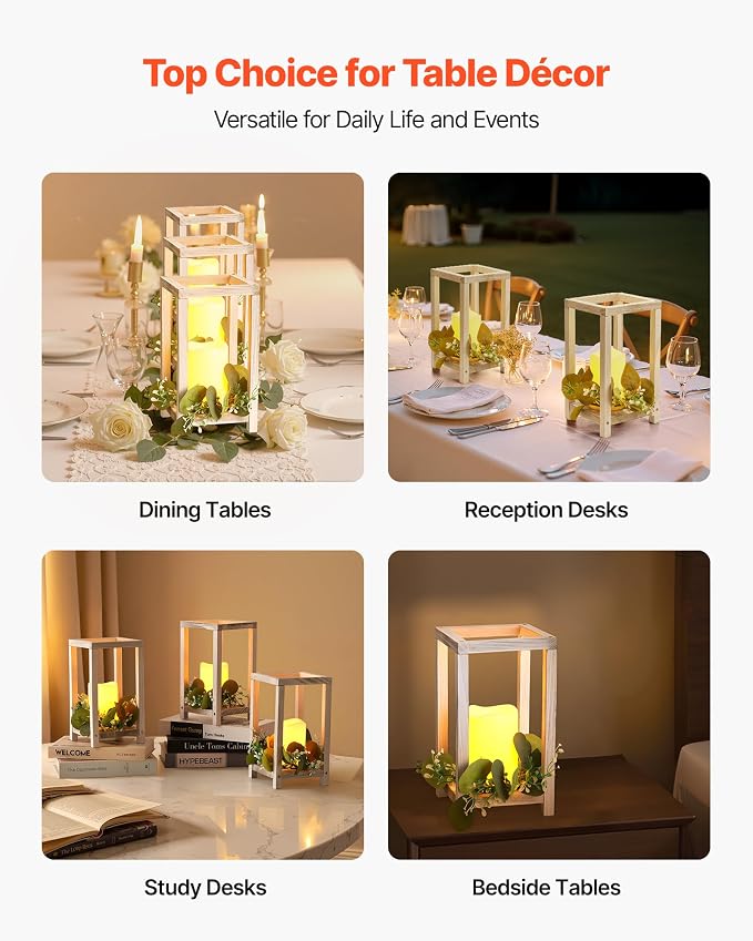 VEVOR 12 Set/36 Pcs Wooden Wedding Lantern Centerpiece, Includes 12 Wooden - Image 6