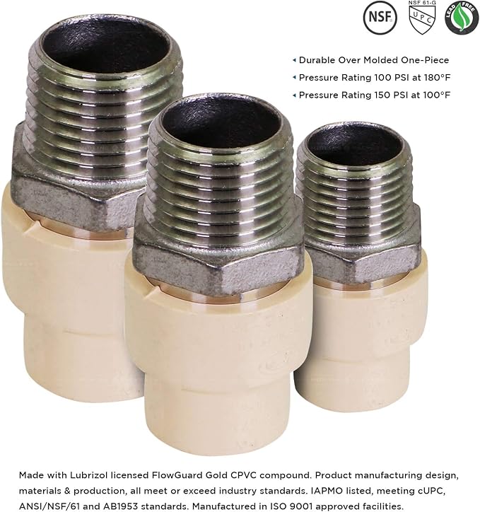Supply Giant TTDQN300 Male x CPVC Adapter Transition Pipe Fitting; Durable Over - Image 4