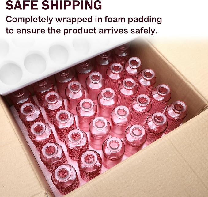 Glass Bud Vases 30 Pack, Small Pink Flower Vases - Image 7