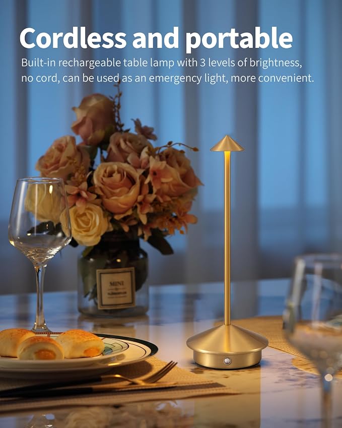 Modern Cordless Table Lamp Set of 2, Rechargeable, Battery Operated Lighting - Image 2