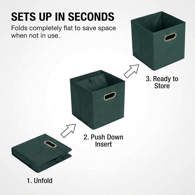 Household Essentials Foldable Fabric Storage Cubes 6-Pack – 11x11x11 Stackable - Image 3