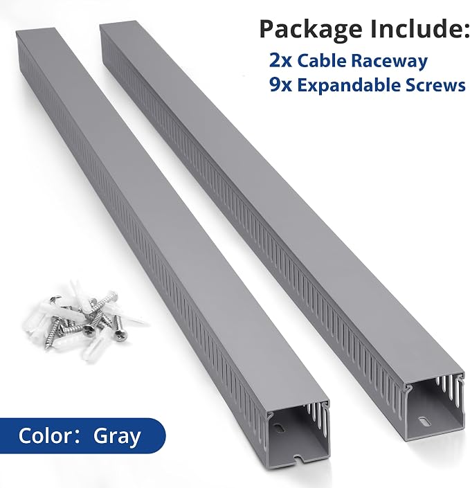 ZhiYo 3"H x 3"W Cable Raceway, 6ft Under Desk Wire Management Channel, 2 Pack - Image 5
