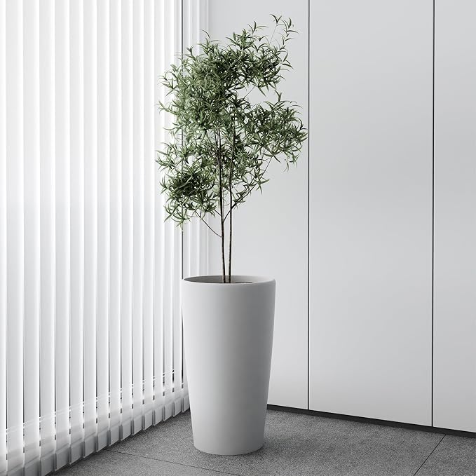 Set of 2 Round Tall Planters 22 Inch, Large Planter - Image 6