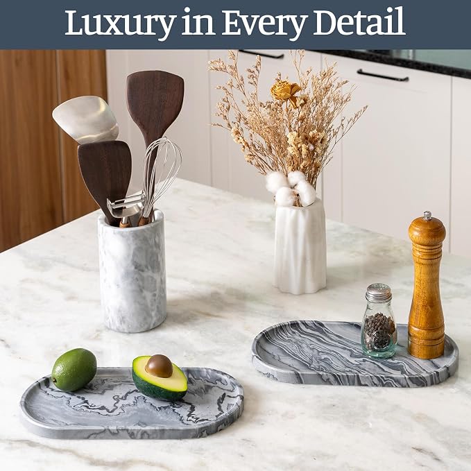 Natural Marble Tray, Catchall for Perfume, Jewelry Dish Elephant Grey - Image 4