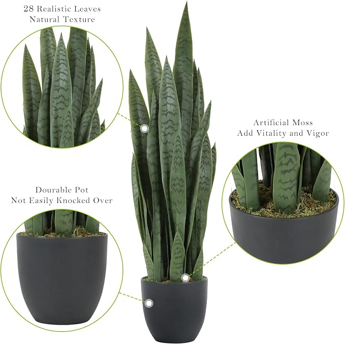 Worth Garden 3ft Artificial Snake Plant Fake Sansevieria Indoor Outdoor - Image 8