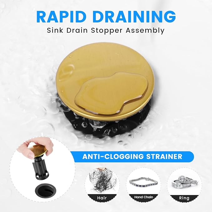 Bathroom Sink Drain with Overflow with Hair Catcher Anti-Clog Sink Strainer - Image 4