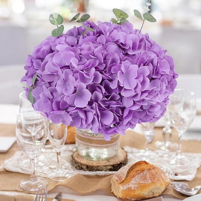 AVIVIHO 65pcs Lavender Fake Flowers Hydrangea Artificial Flowers Bluk - Image 2
