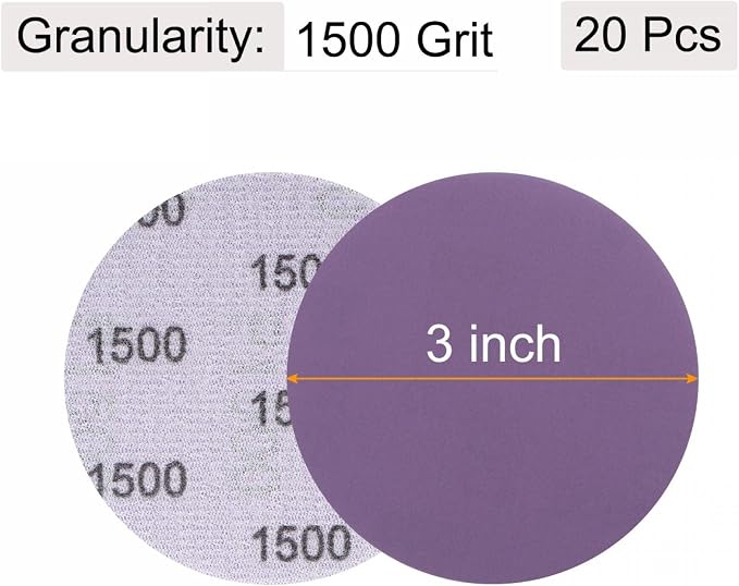 uxcell 20Pcs 3-Inch Purple Sanding Discs 1500 Grits Hook and Loop Professional - Image 2
