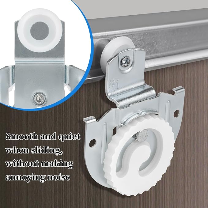 Sliding Closet Door Hardware Set, 4 Pack Sliding Wardrobe Door Hardware Roller - Image 4