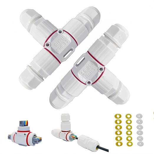 T-Type Waterproof Cable Connectors, 3 Way IP68 Waterproof Electrical Junction by VEXOR