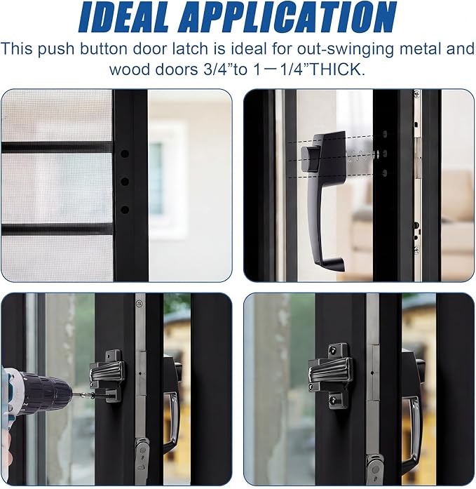 Novabright 2 Set Storm and Screen Door Handle, Button | Fits Doors 5/8 –1-1/4” - Image 5