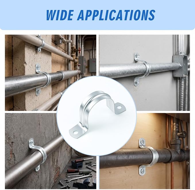 Yaocom 100 Pcs 1 1/4" Opening Pipe Strap Galvanized Steel Conduit Clamp - Image 6