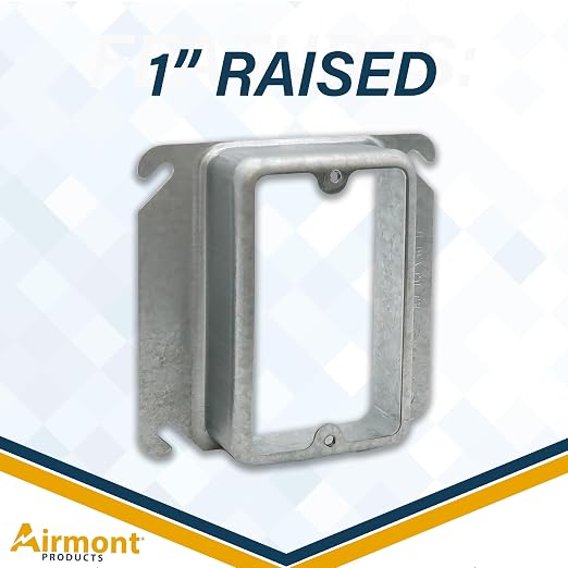 1" Raised Mud Rings, Square Device Cover, 1-Gang Outlet Cover, 4x4 Inch - Image 2