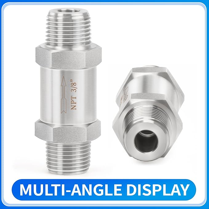 ChillWaves 304 Stainless Steel In-Line Split Check Valve 3/8" NPT Male Thread - Image 3