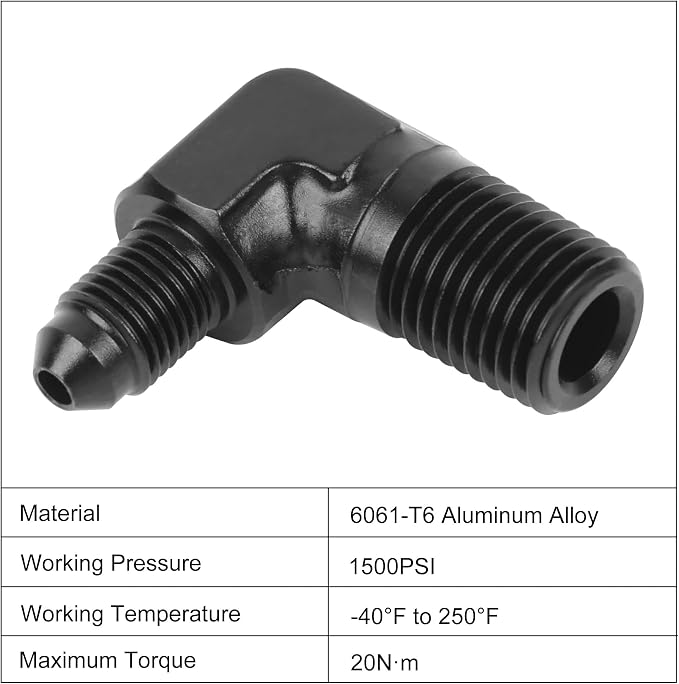 EVIL ENERGY 3AN Male Flare to 1/4" NPT Pipe 90 Degree Fitting Adapter Aluminum - Image 3