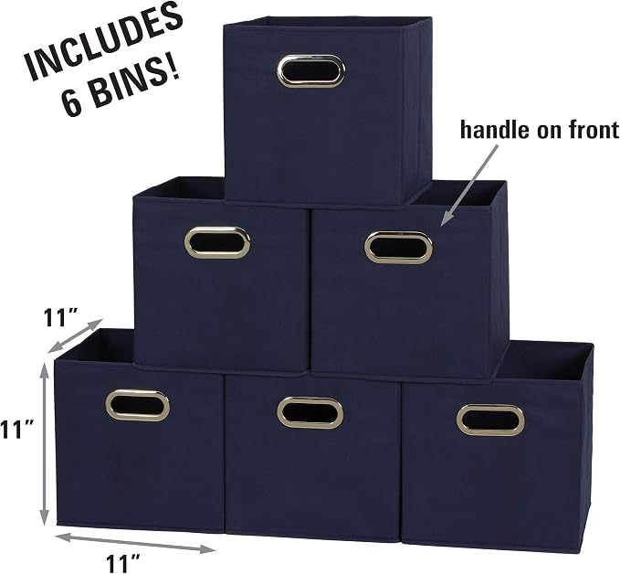 Household Essentials Fabric Storage Bins 6 Piece Set, Strong Poly-Woven Fabric - Image 2