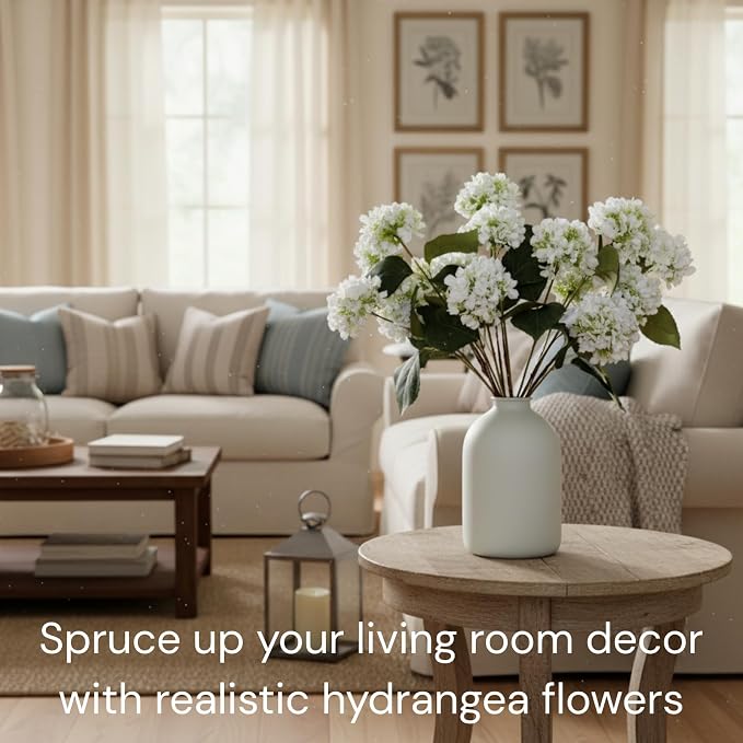 Small Faux Hydrangea Flowers 5 Stems - Image 3