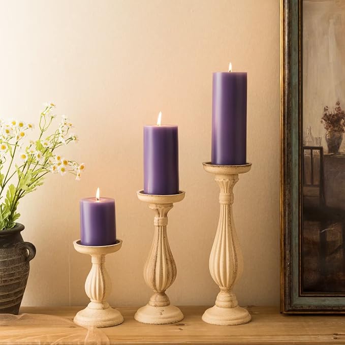 MOZEAL 3" x 6" Hand-Poured Unscented Candle, Dripless Pillar Candle Set of 3 - Image 6