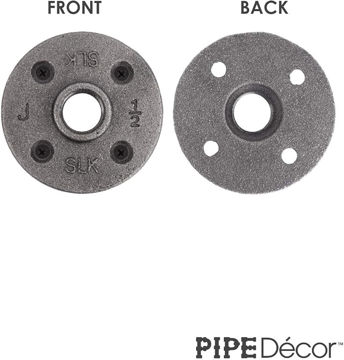 1/2" Flange Fitting, PIPE DECOR Black Malleable Iron Fittings Fit Standard 1/2 - Image 5